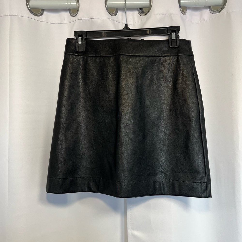 J. Crew Black Faux Leather A-Line Mini Skirt